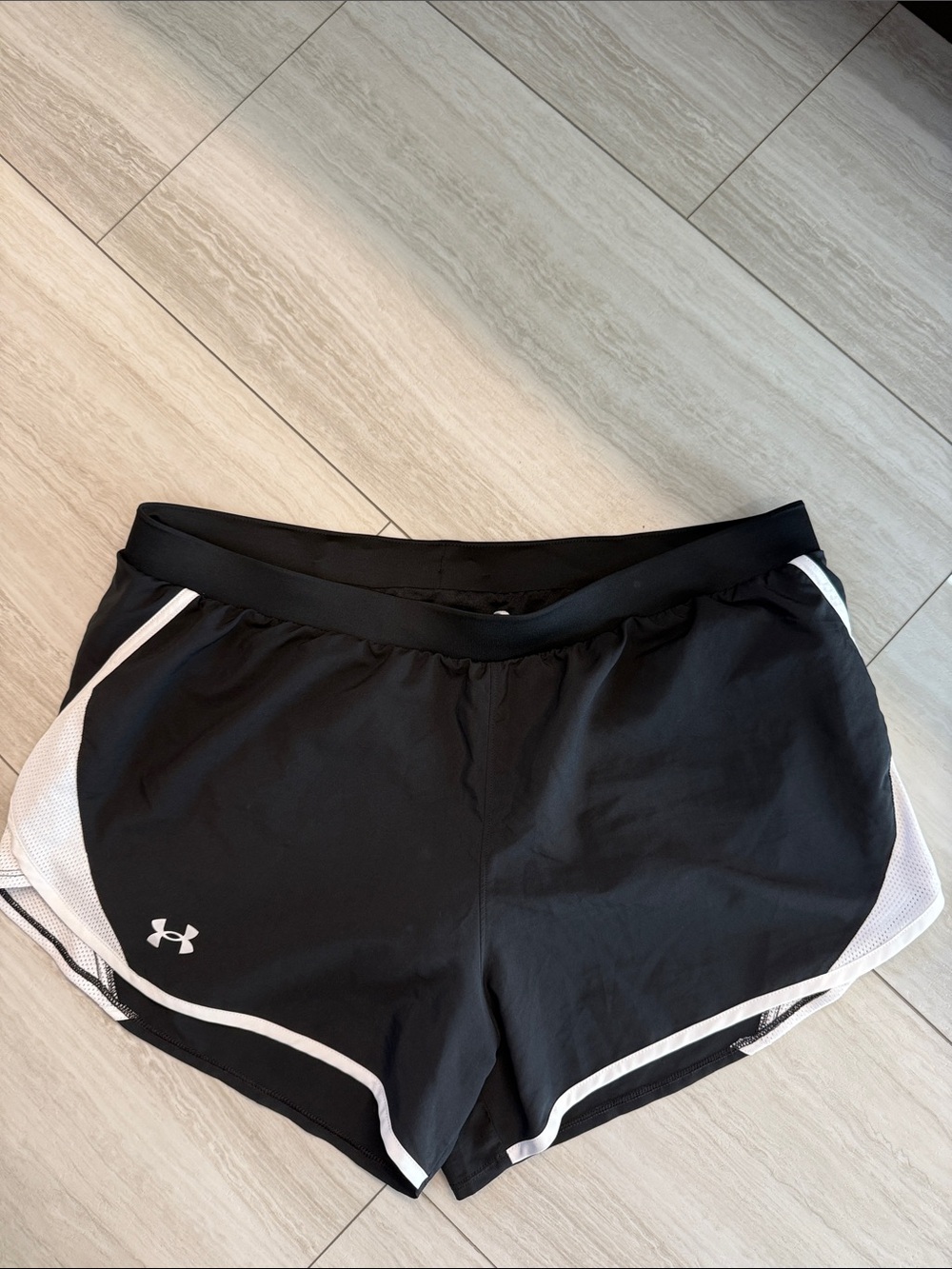 Under Armour Black Athletic Shorts with White Trim